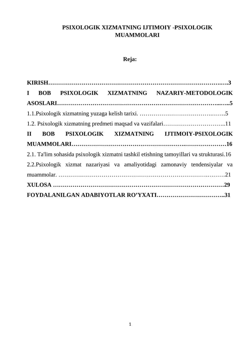 PSIXOLOGIK XIZMATNING IJTIMOIY -PSIXOLOGIK MUAMMOLARI 1