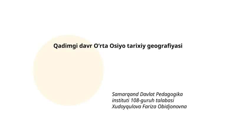 Qadimgi davr Oʻrta Osiyo tarixiy geografiyasi 1