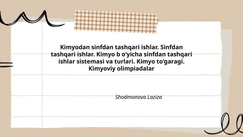 Kimyodan sinfdan tashqari ishlar 1