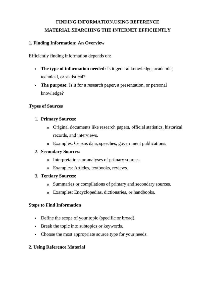 Finding Information Using Reference Material 1