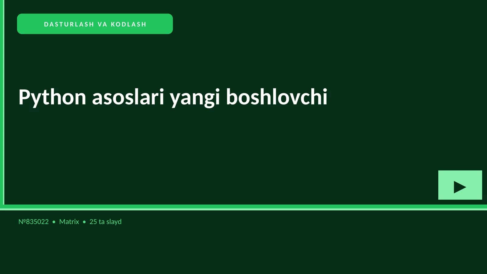 Python asoslari yangi boshlovchi 1