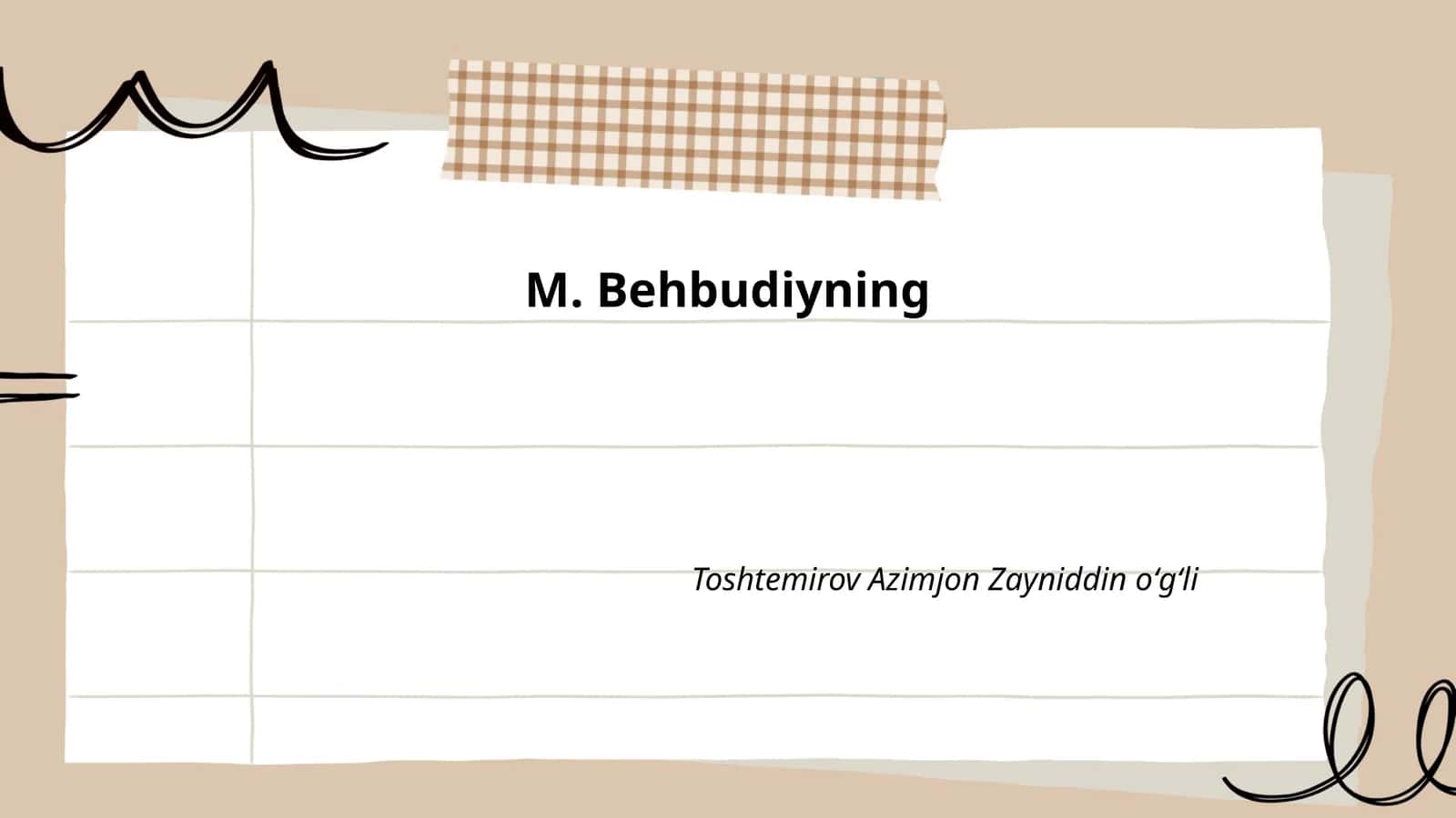 M. Behbudiyning hayoti 1