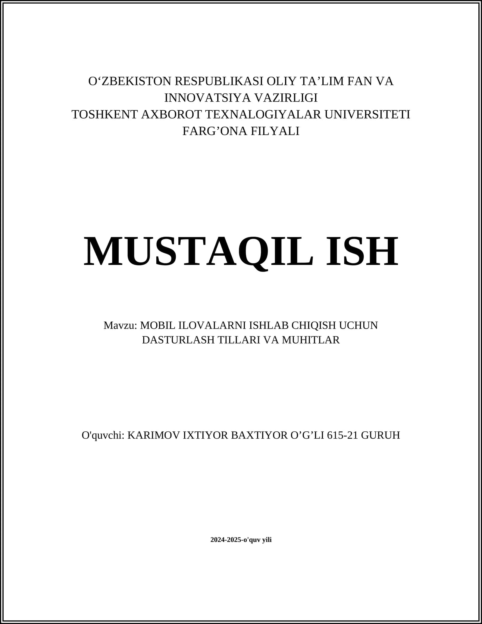 Java dasturlash tili 1