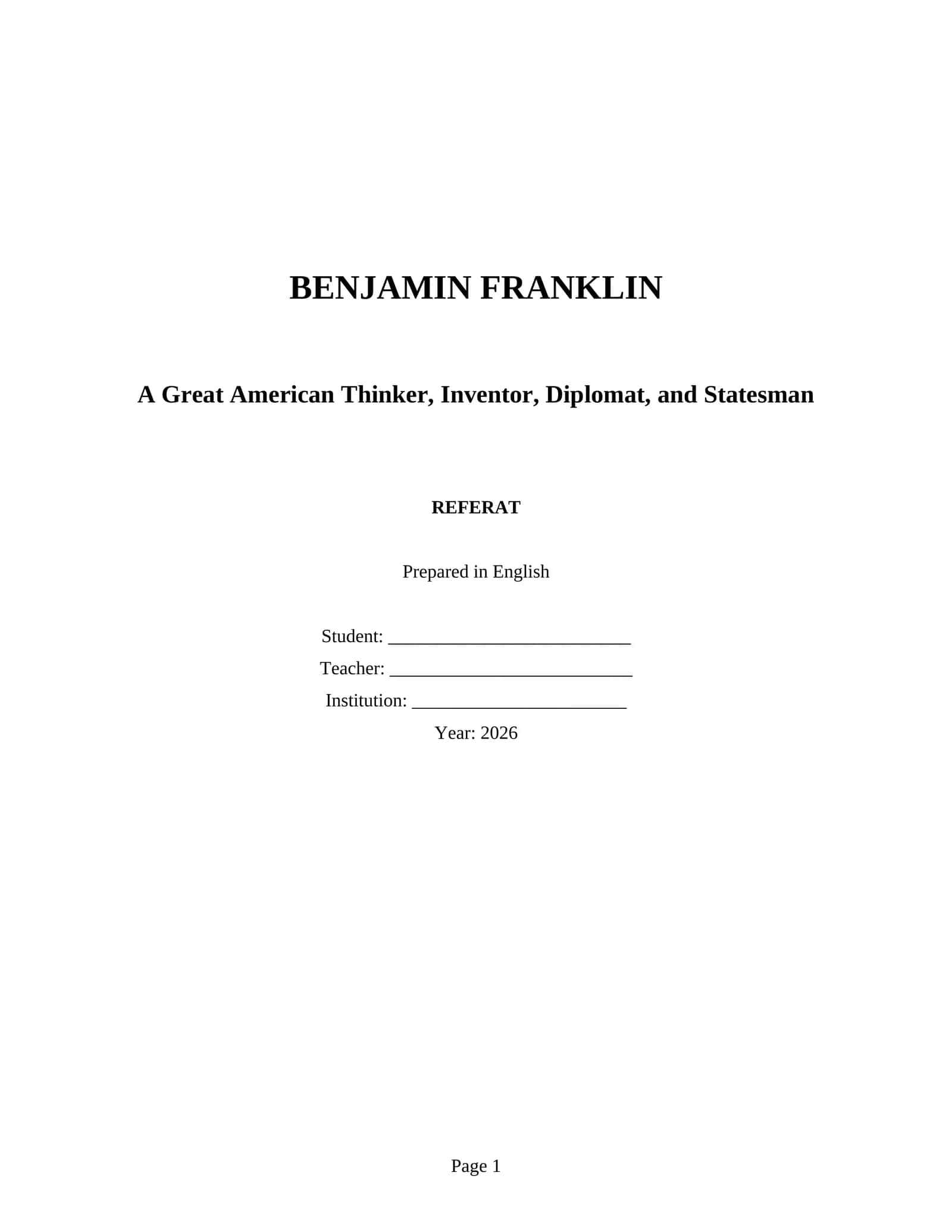 BENJAMIN FRANKLIN 1
