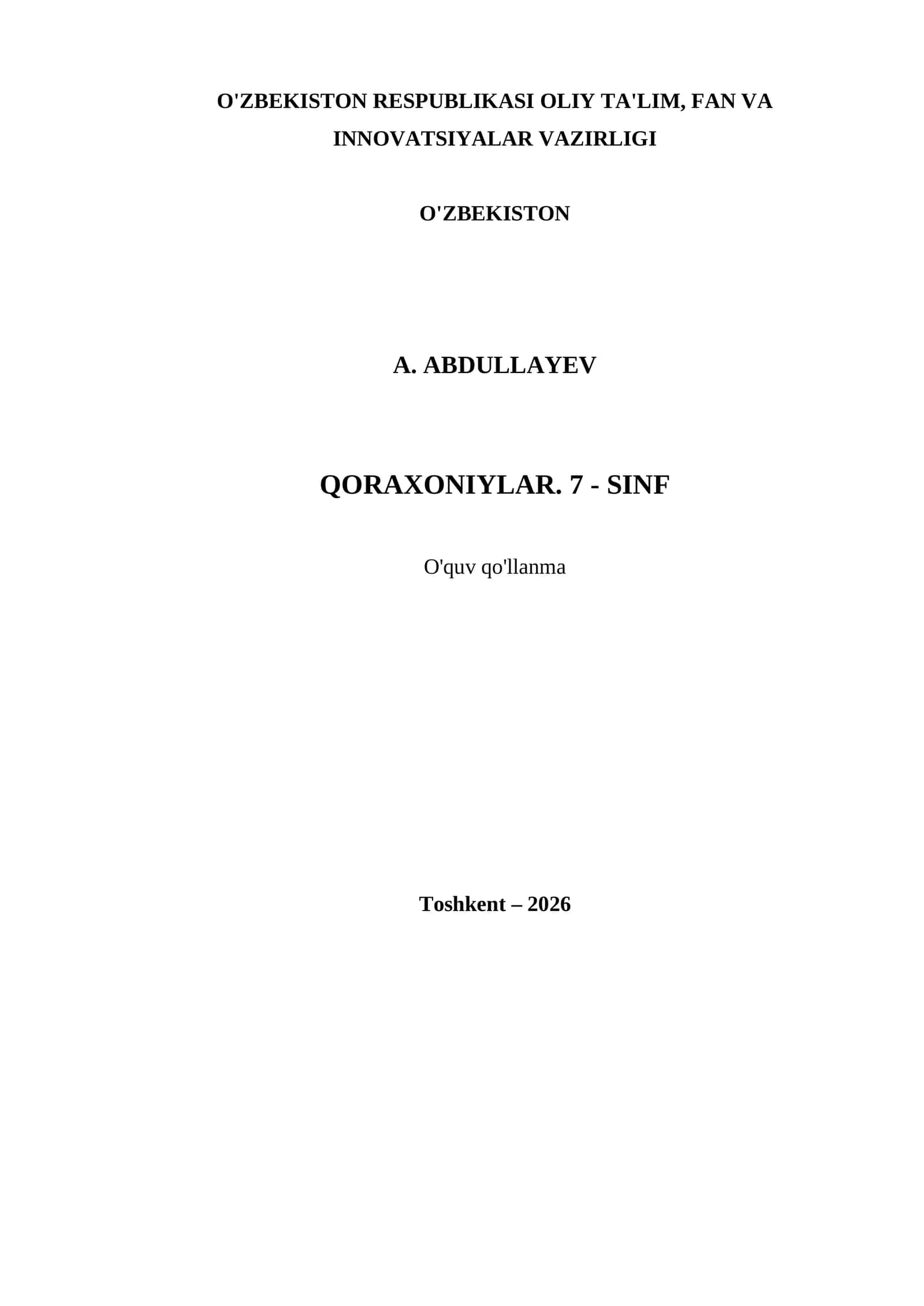 QORAXONIYLAR. 7 - SINF 1