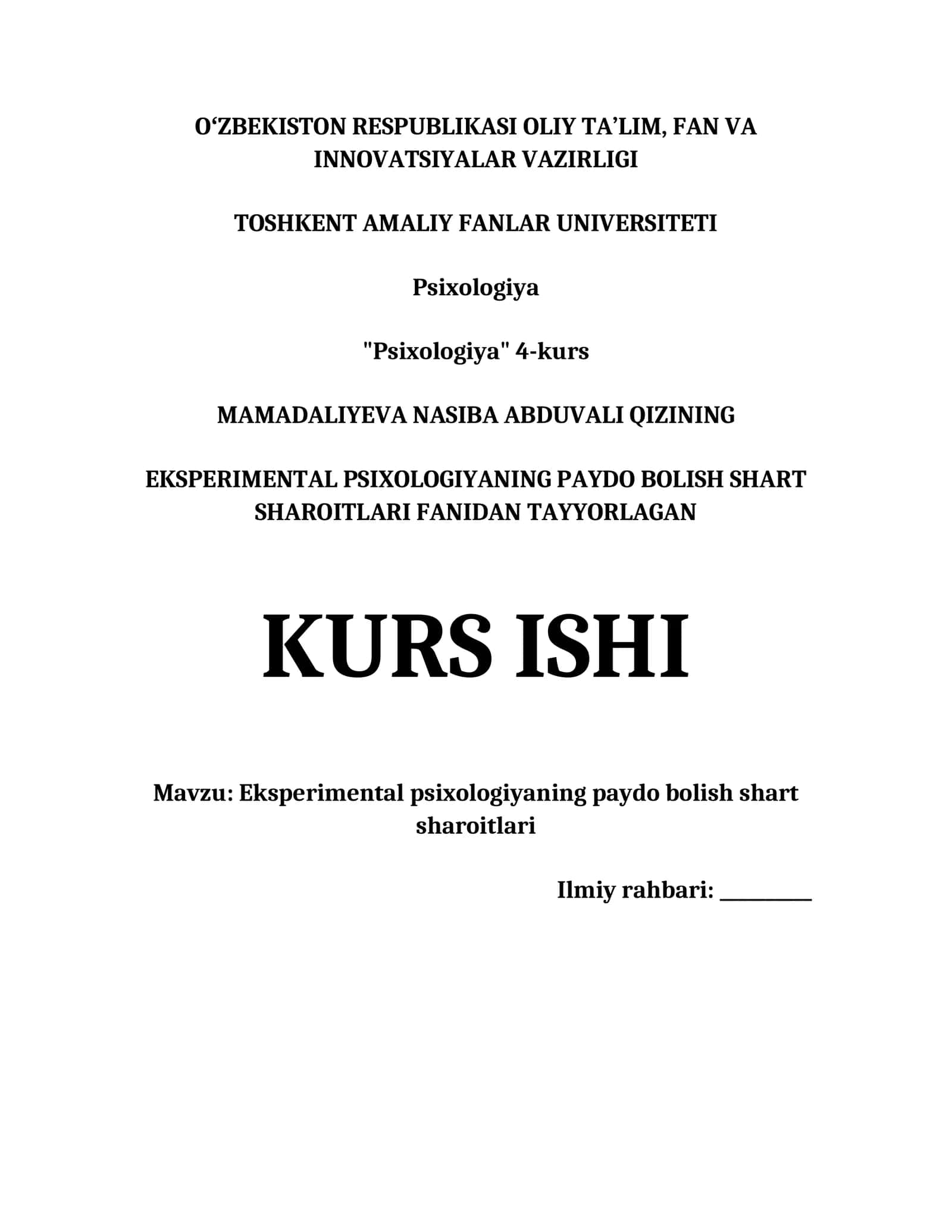 EKSPERIMENTAL PSIXOLOGIYANING PAYDO BOLISH SHART SHAROITLARI 1