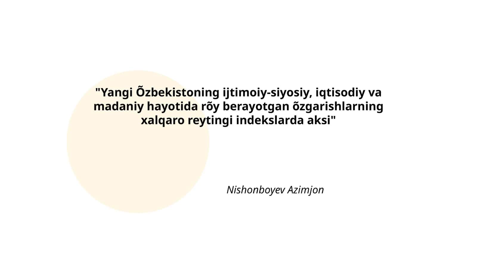 Yangi O'zbekistonning iqtisodiy rivojlanish reytingi 1