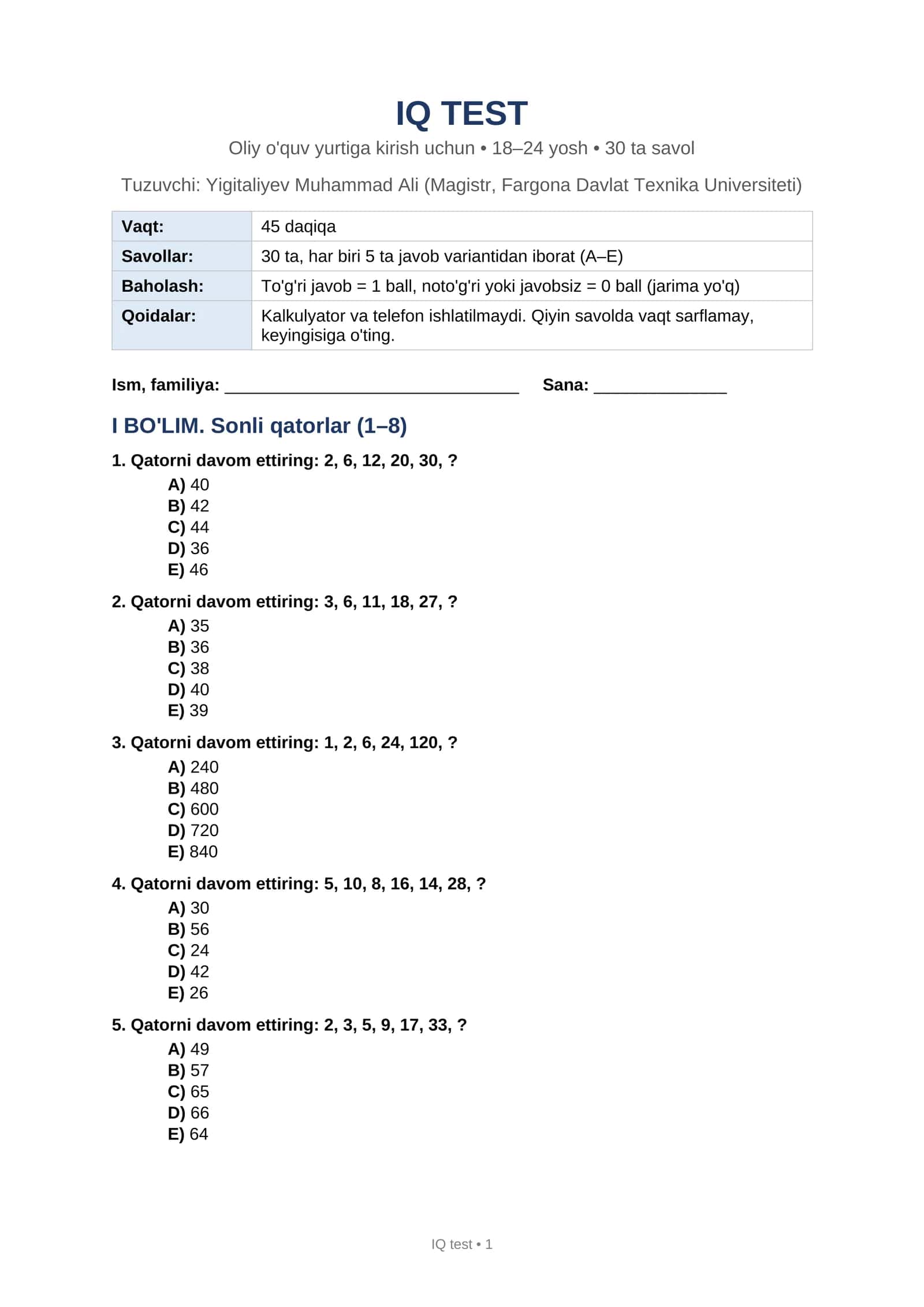 IQ TEST 1
