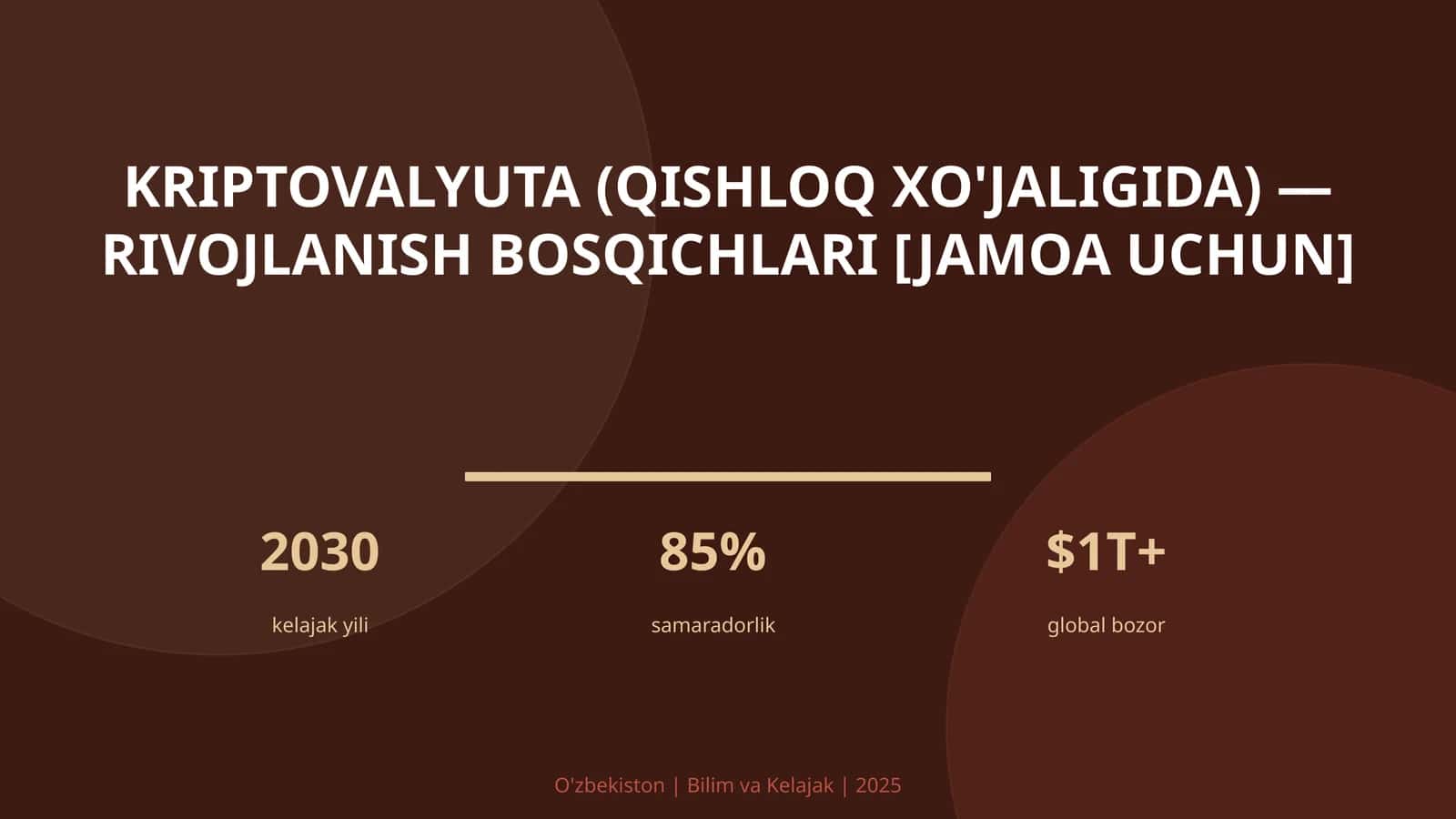 Kriptovalyuta (qishloq xo'jaligida) — rivojlanish bosqichlari [jamoa uchun] 1