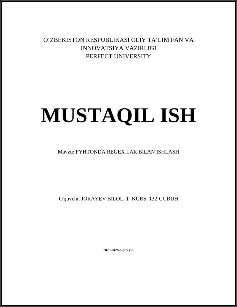PYHTONDA REGEX LAR BILAN ISHLASH 1