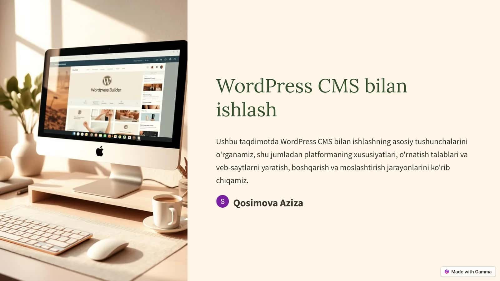 WordPress CMS bilan ishlash 1