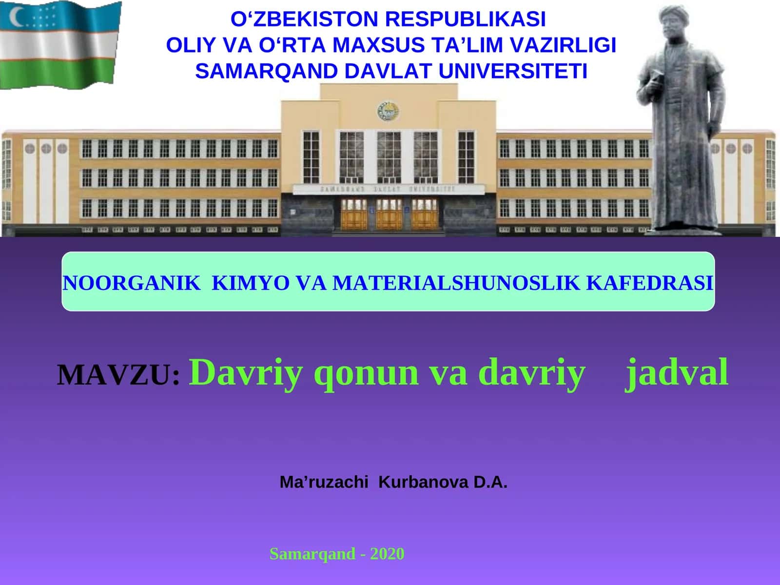 Davriy qonun va davriy jadval 1