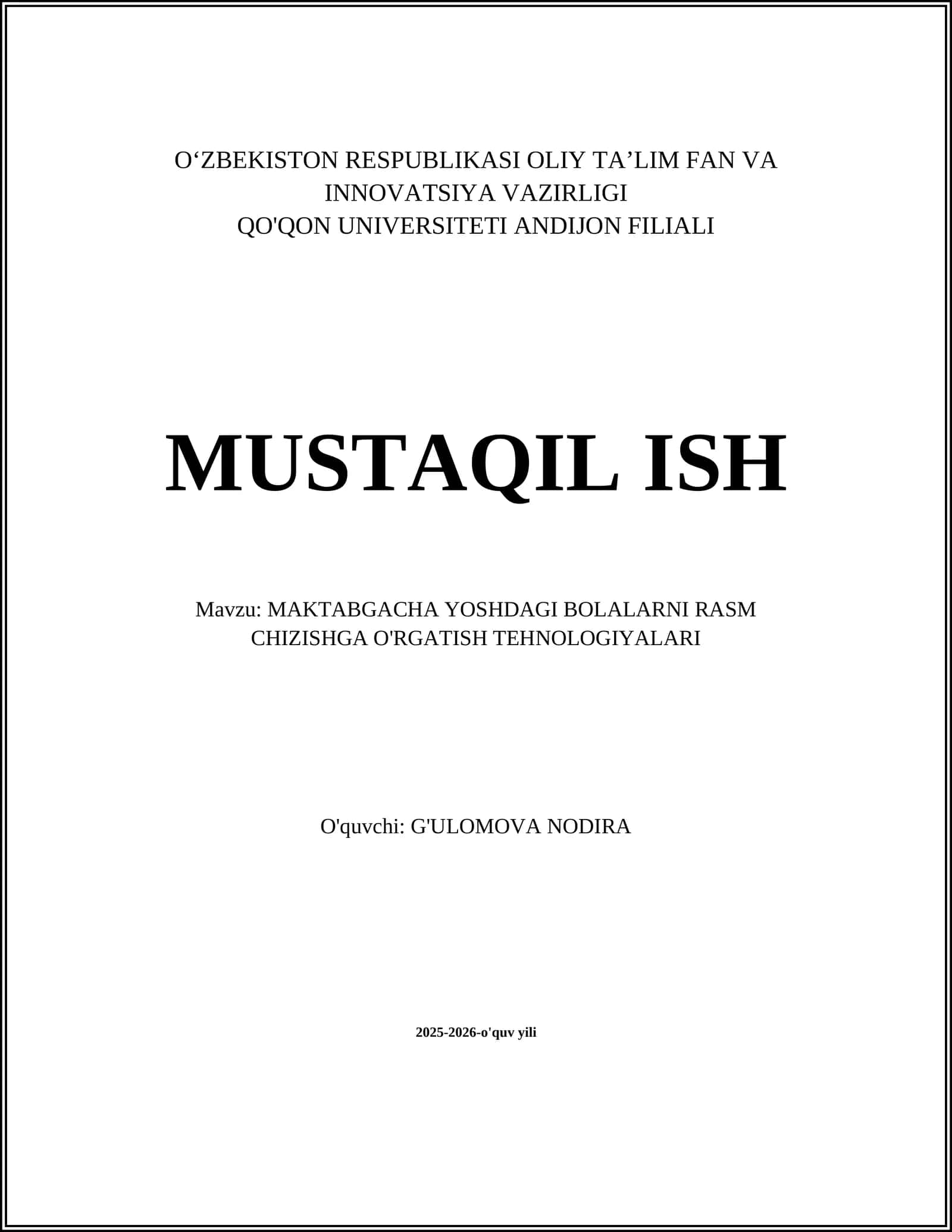 MAKTABGACHA YOSHDAGI BOLALARNI RASM CHIZISHGA O'RGATISH TEHNOLOGIYALARI 1