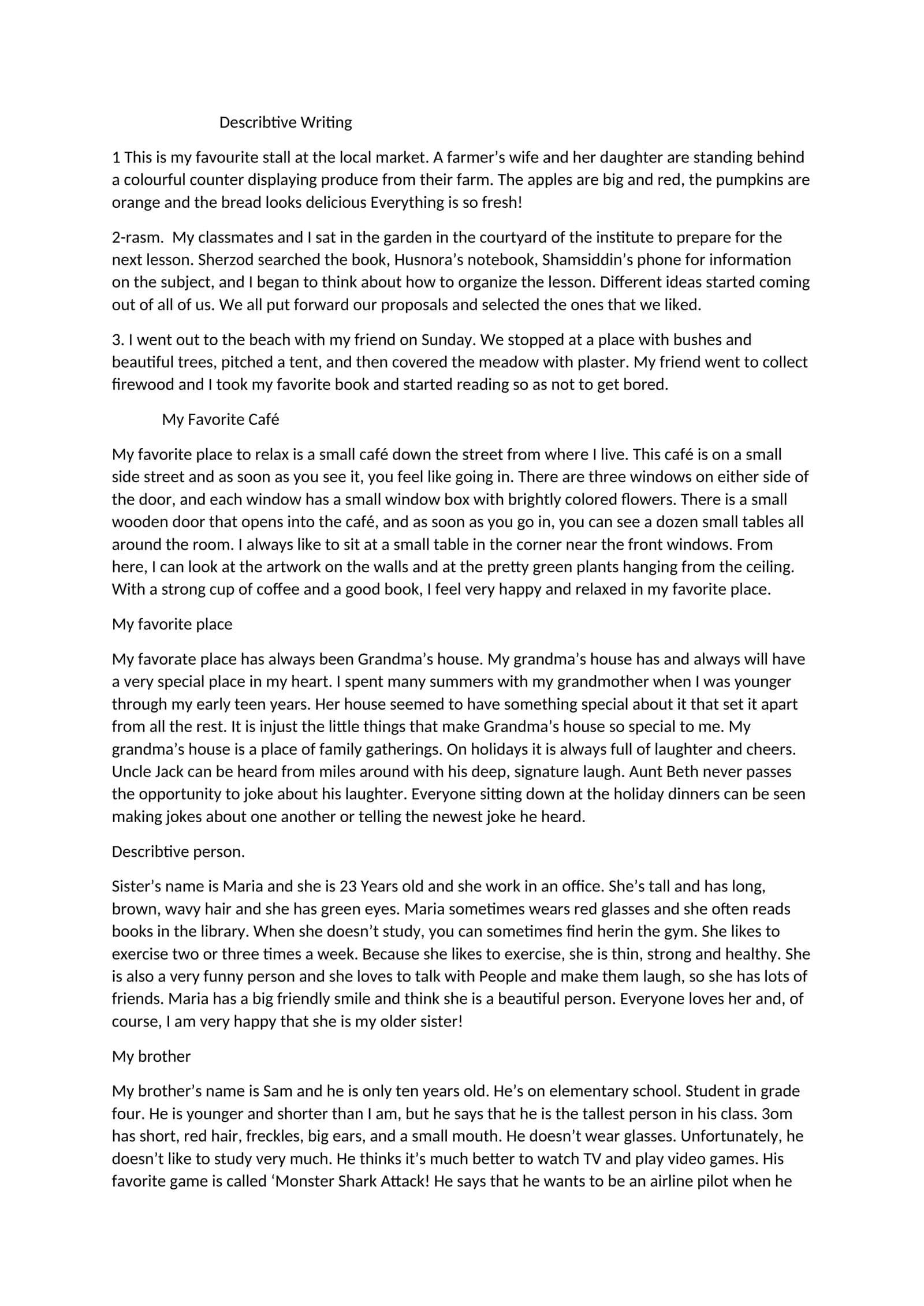 Descriptive Writing 1