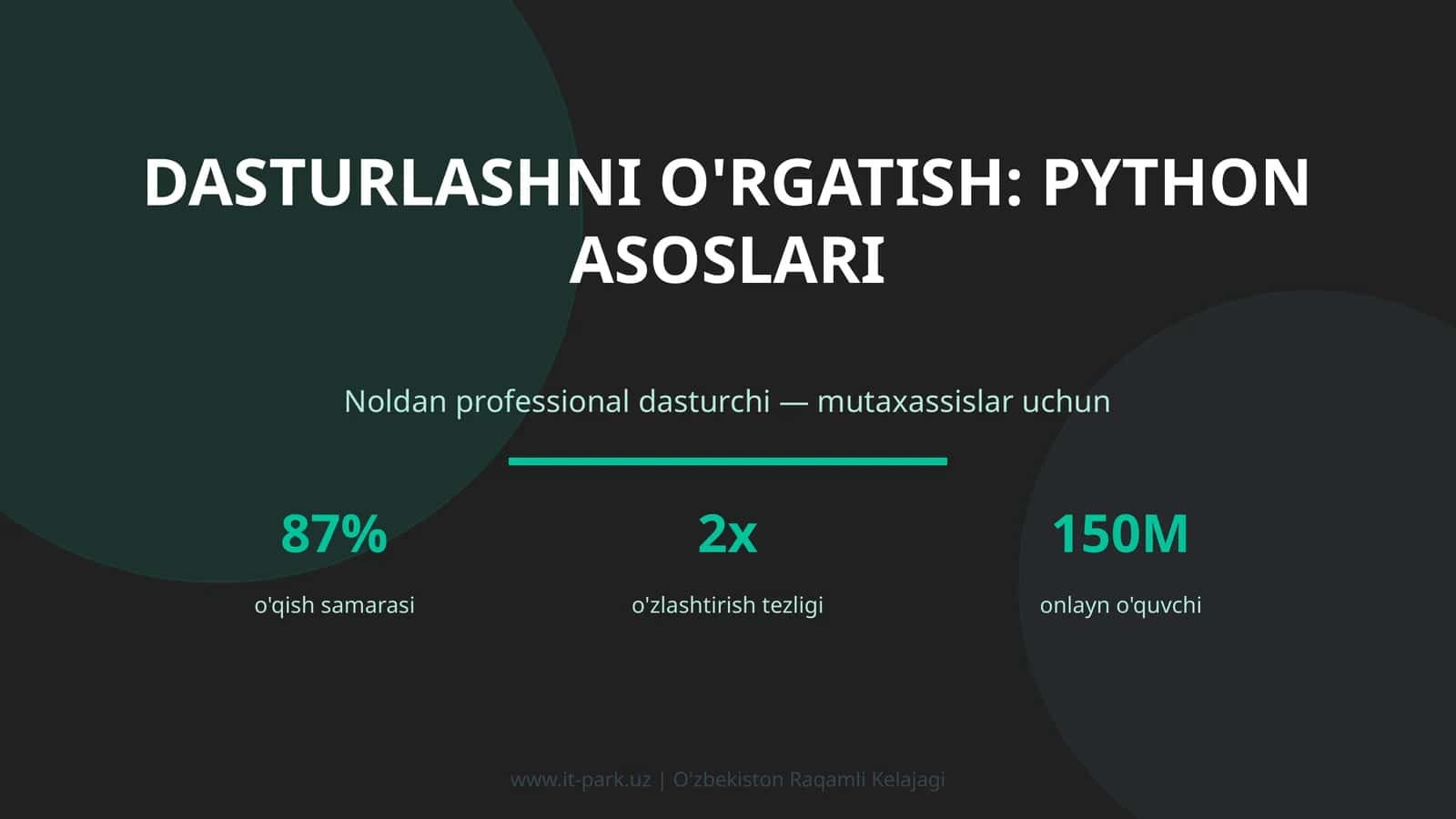 Dasturlashni o'rgatish: PYTHON ASOSLARI 1