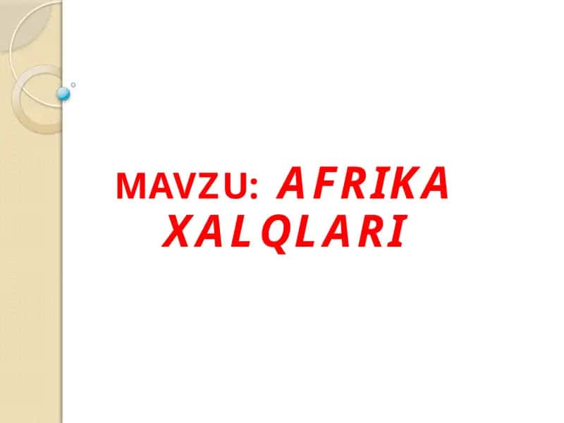 AFRIKA XALQLARI 1