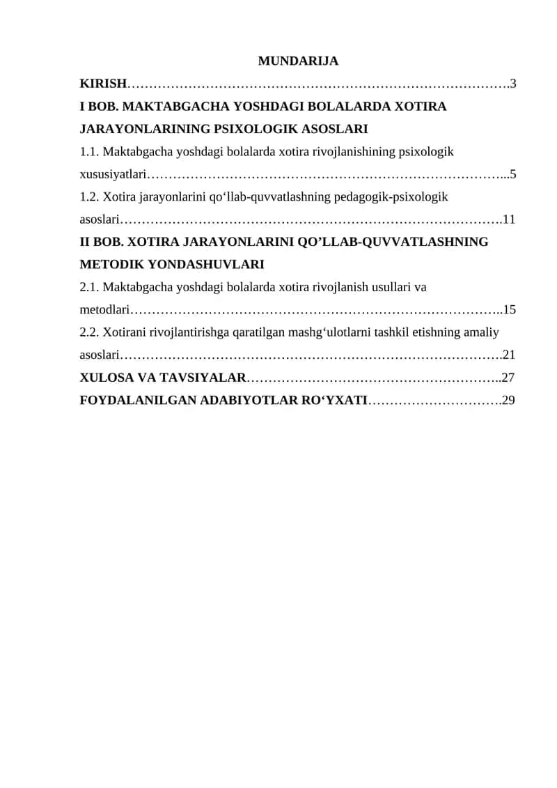 Maktabgacha yoshdagi bolalarda xotira jarayonlarini rivojlantirishning psixologik va metodik asoslari 1