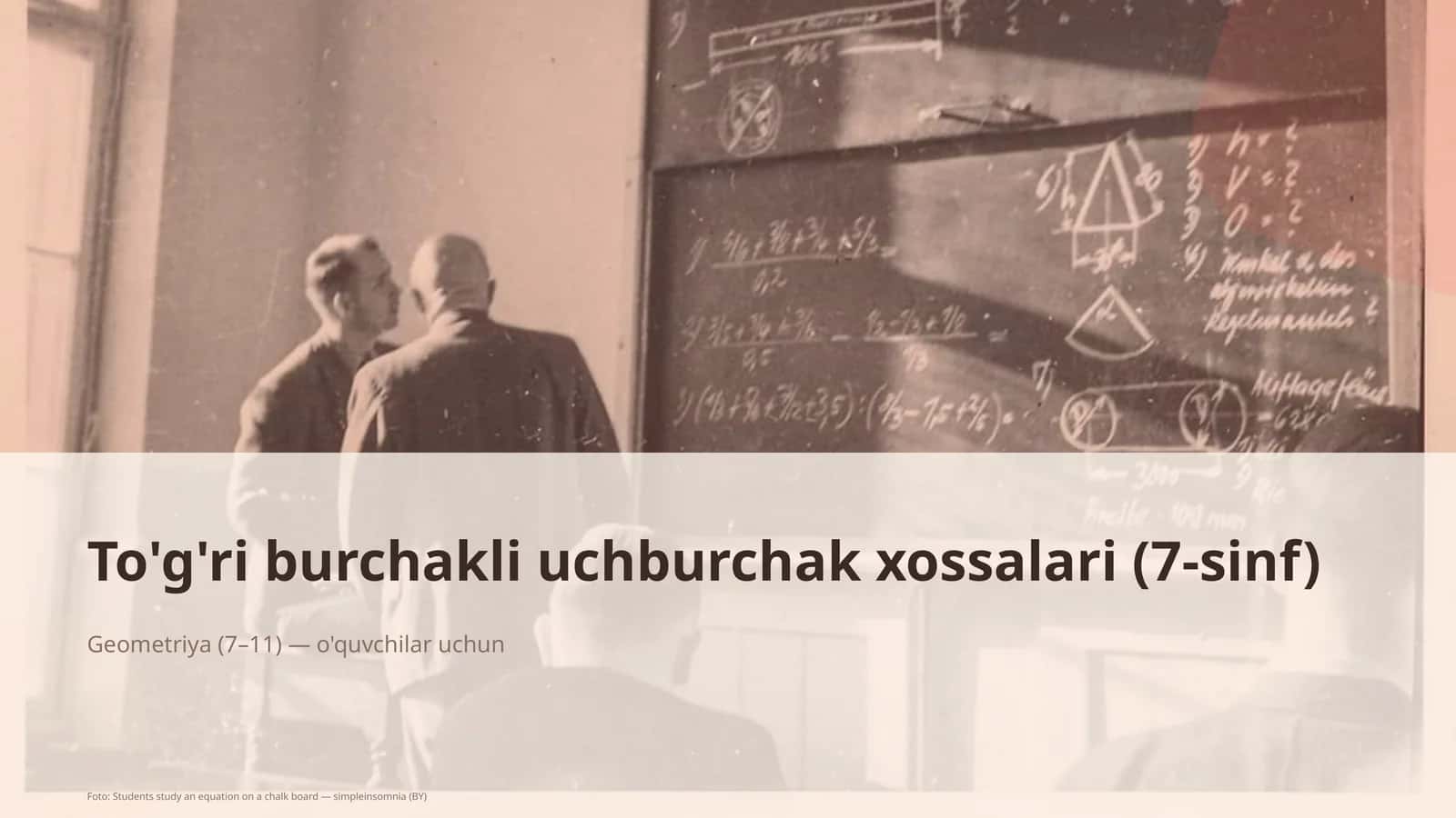 To'g'ri burchakli uchburchak xossalari (7-sinf) 1