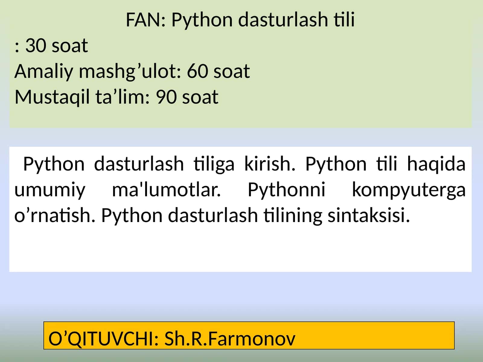 Pythondasturlash tili 1