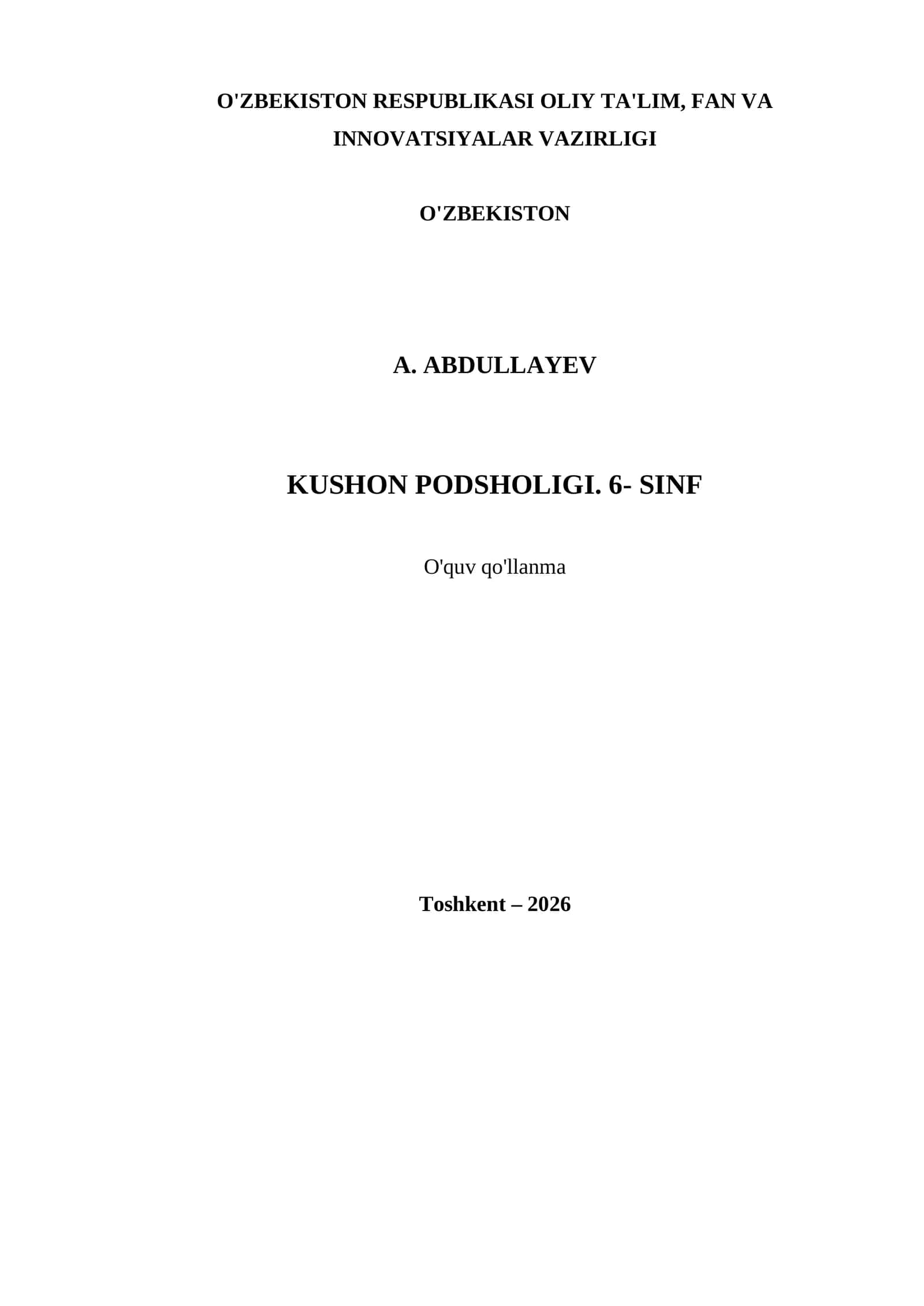 KUSHON PODSHOLIGI. 6- SINF 1