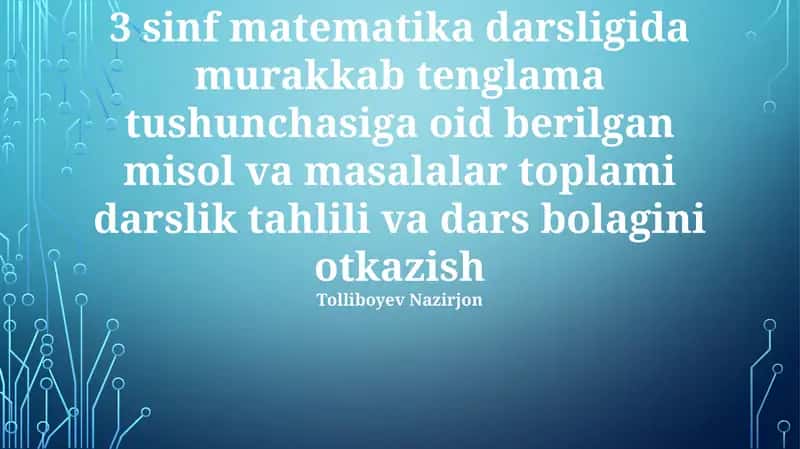3-sinf Matematika Darsligi 1