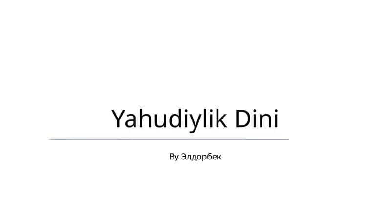 Yahudiylik Dini 1