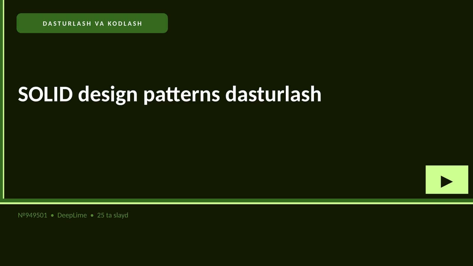 SOLID design patterns dasturlash 1
