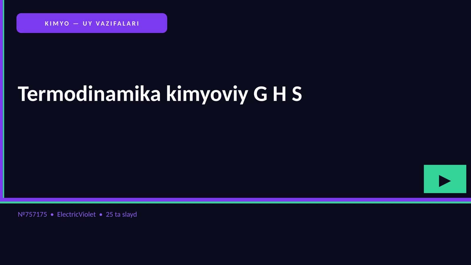 KIMYO — UY VAZIFALARI 1