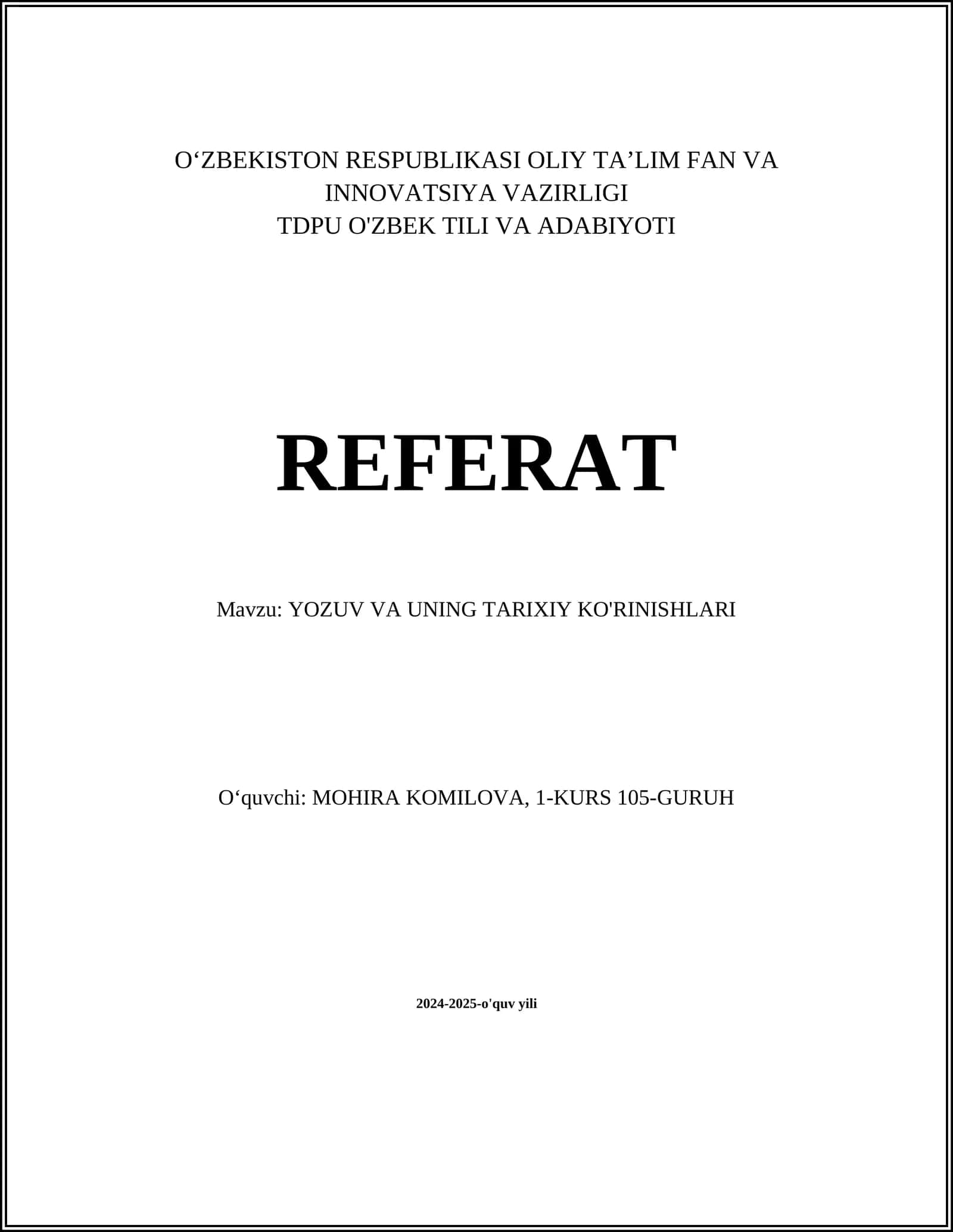 Yozuv va uning tarixiy ko'rinishlari 1