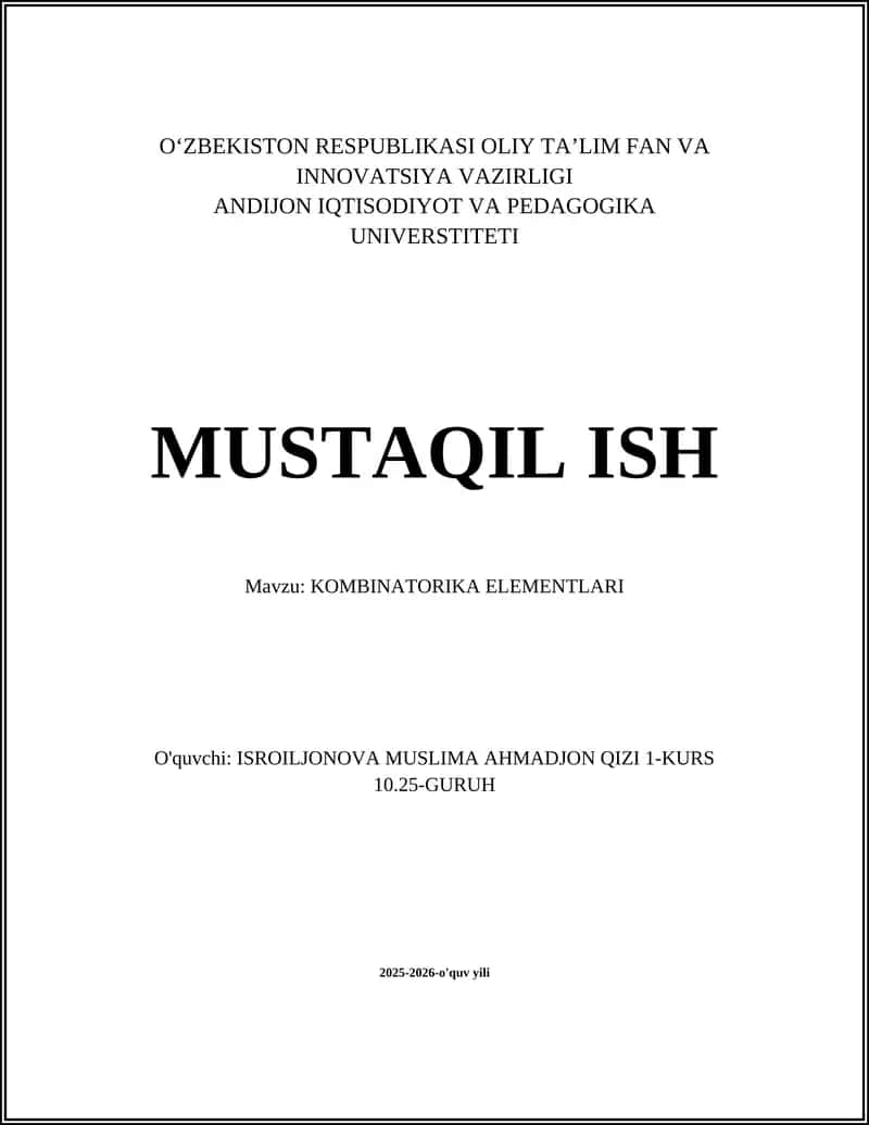 KOMBINATORIKA ELEMENTLARI 1