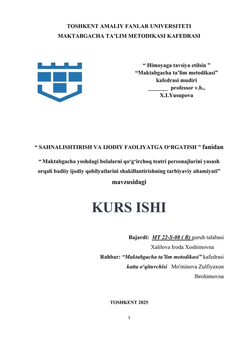 Maktabgacha yoshdagi bolalarni qoʻgʻirchoq teatri personajlarini yasash orqali badiiy ijodiy qobilyatlarini shakillantirishning tarbiyaviy ahamiyati 1