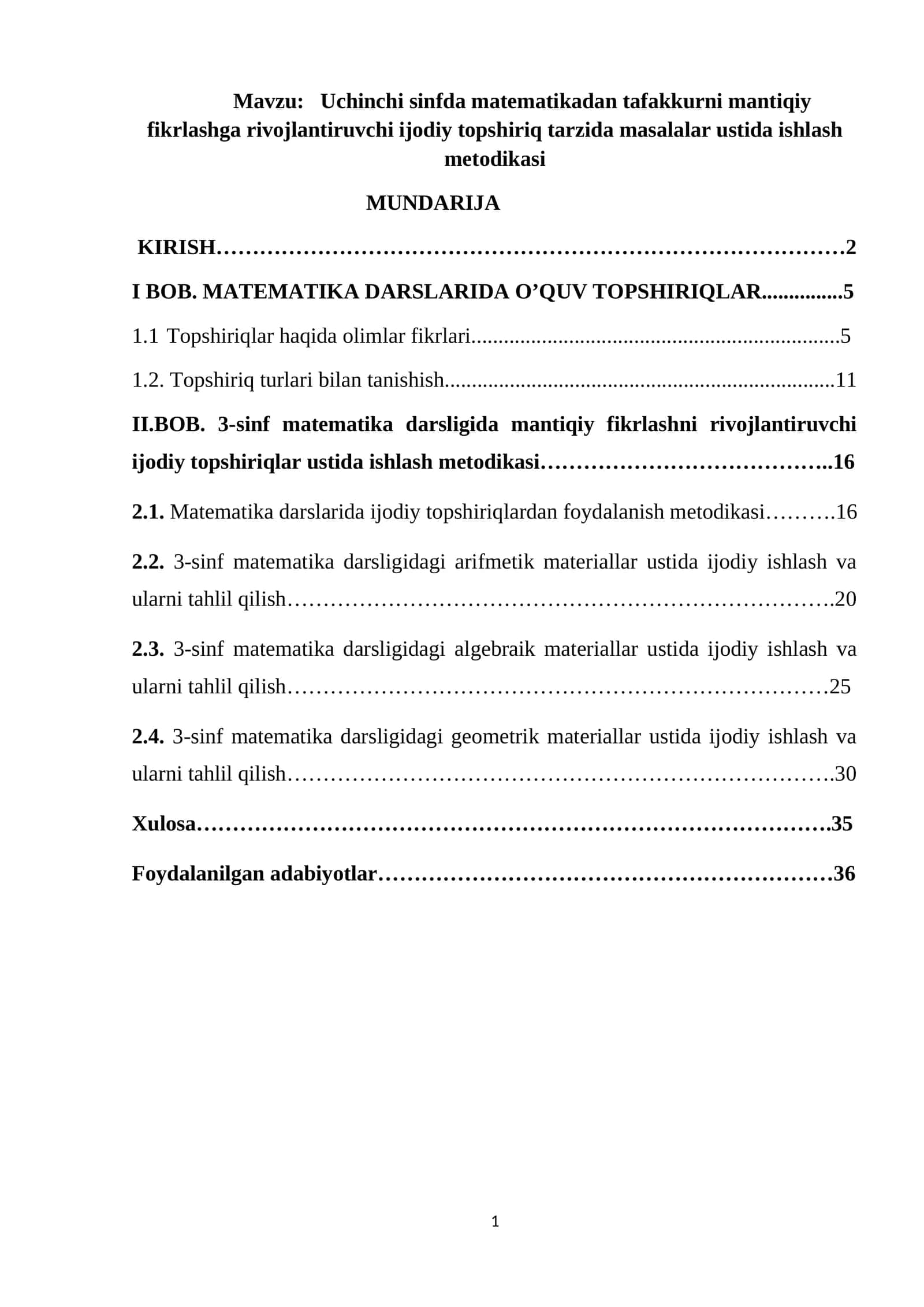 3-Sinf Matematikadan Tafakkurni Mantiqiy Fikrlashga Rivojlantiruvchi Ijodiy Topshiriq Tarzida Islash Metodikasi 1