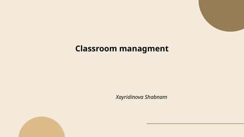 Classroom management 1