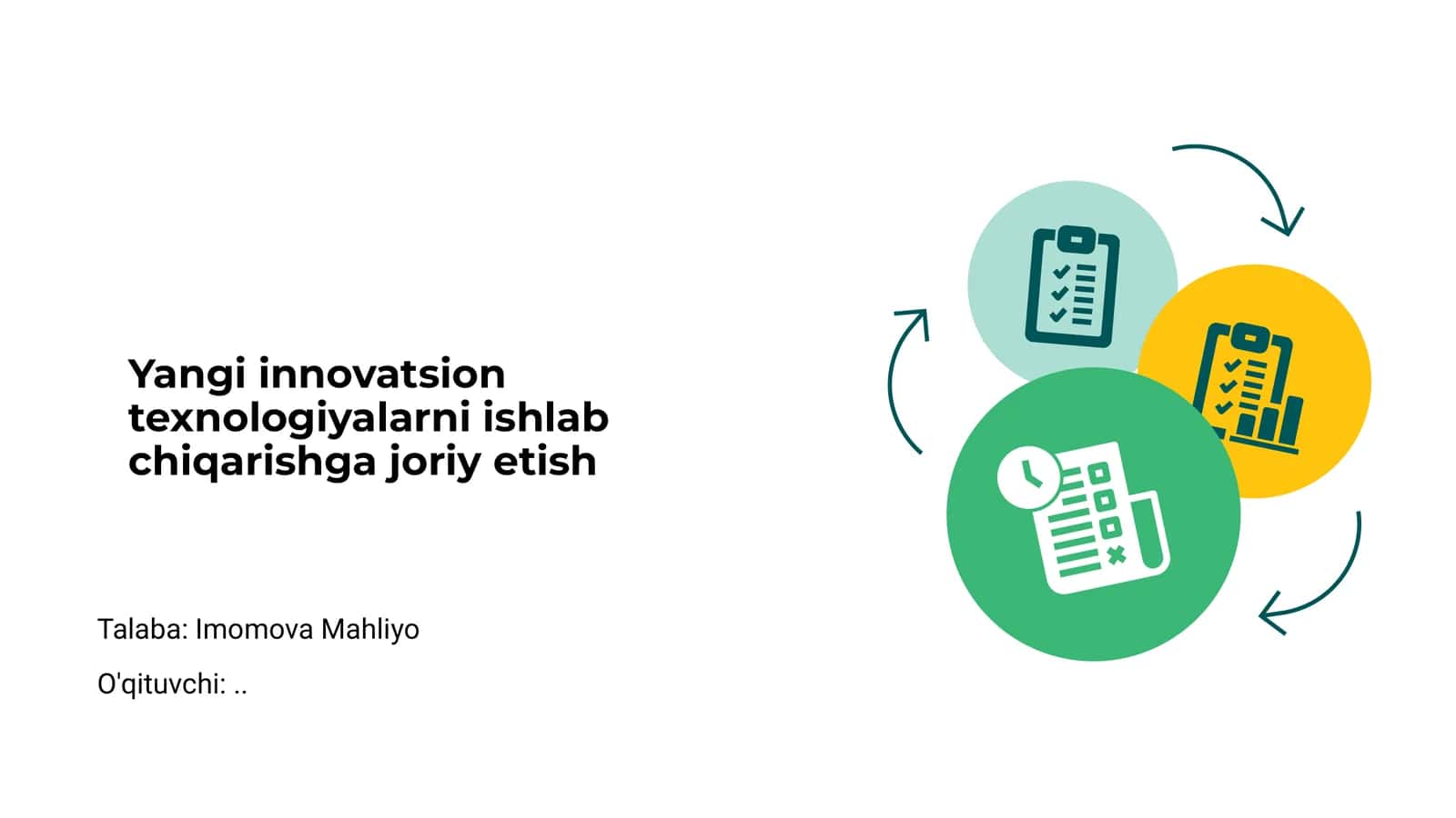 Yangi innovatsion texnologiyalarni ishlab chiqarishga joriy etish 1