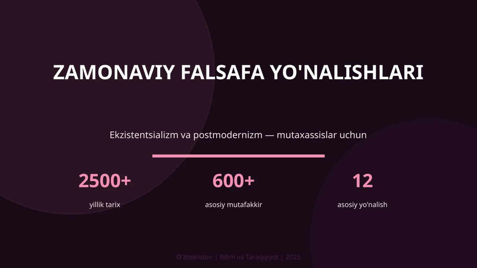 ZAMONAVIY FALSAFA YO'NALISHLARI 1