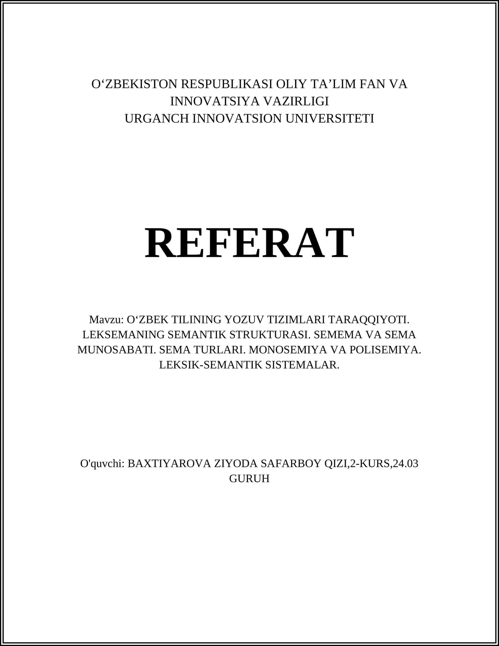 O‘zbek tilining yozuv tizimlari taraqqiyoti 1