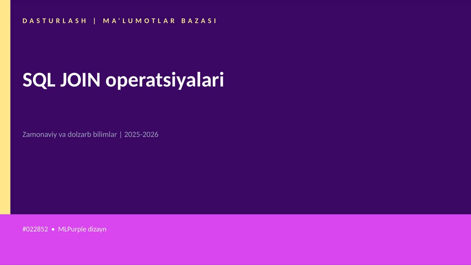 SQL JOIN operatsiyalari 1