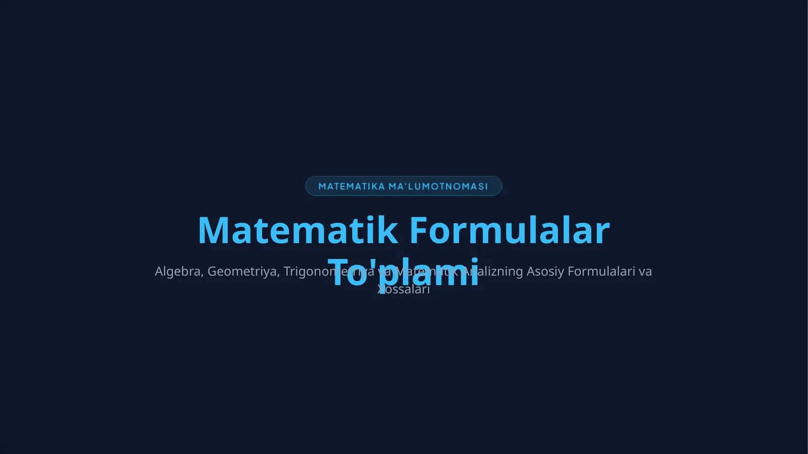 Matematik Formulalar To'plami 1