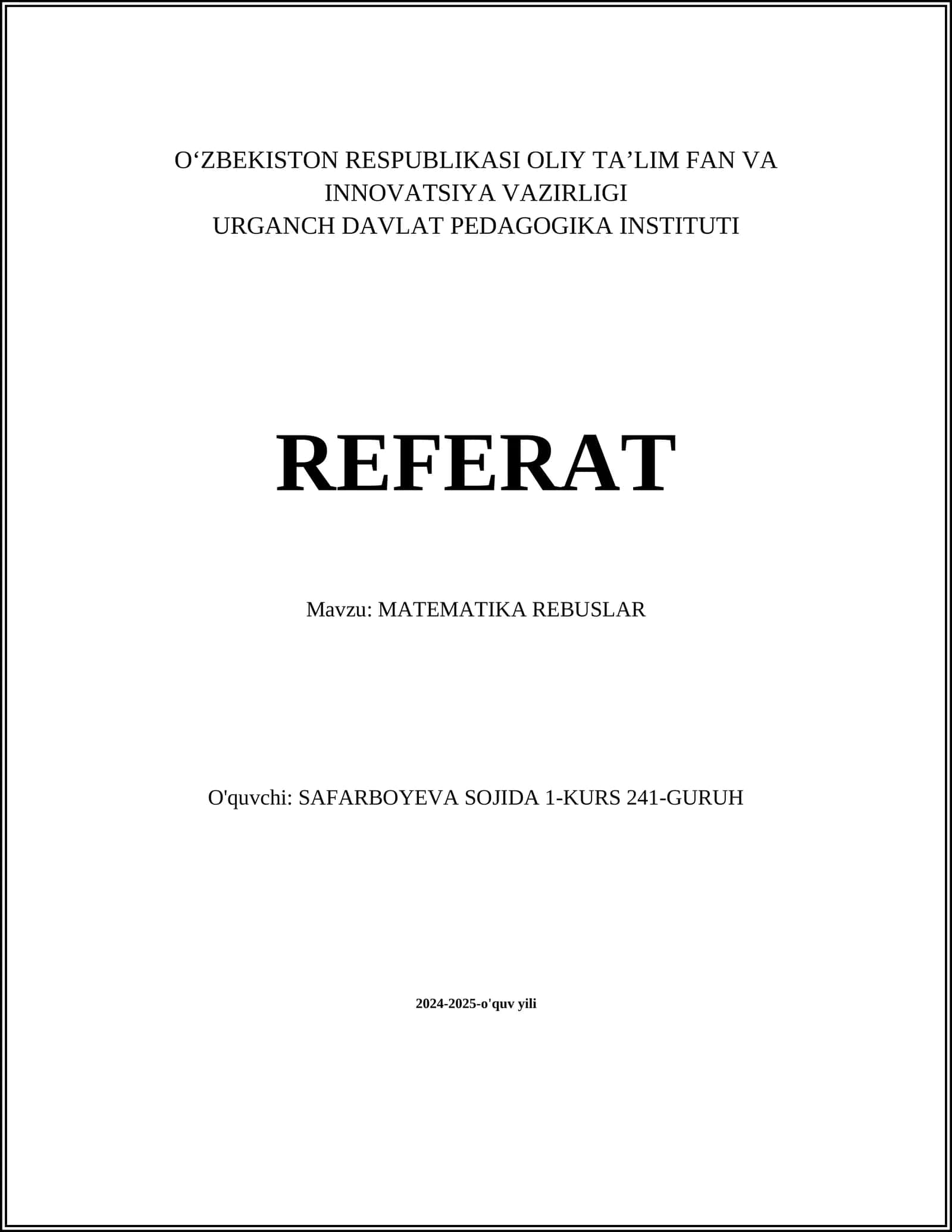 MATEMATIKA REBUSLAR 1