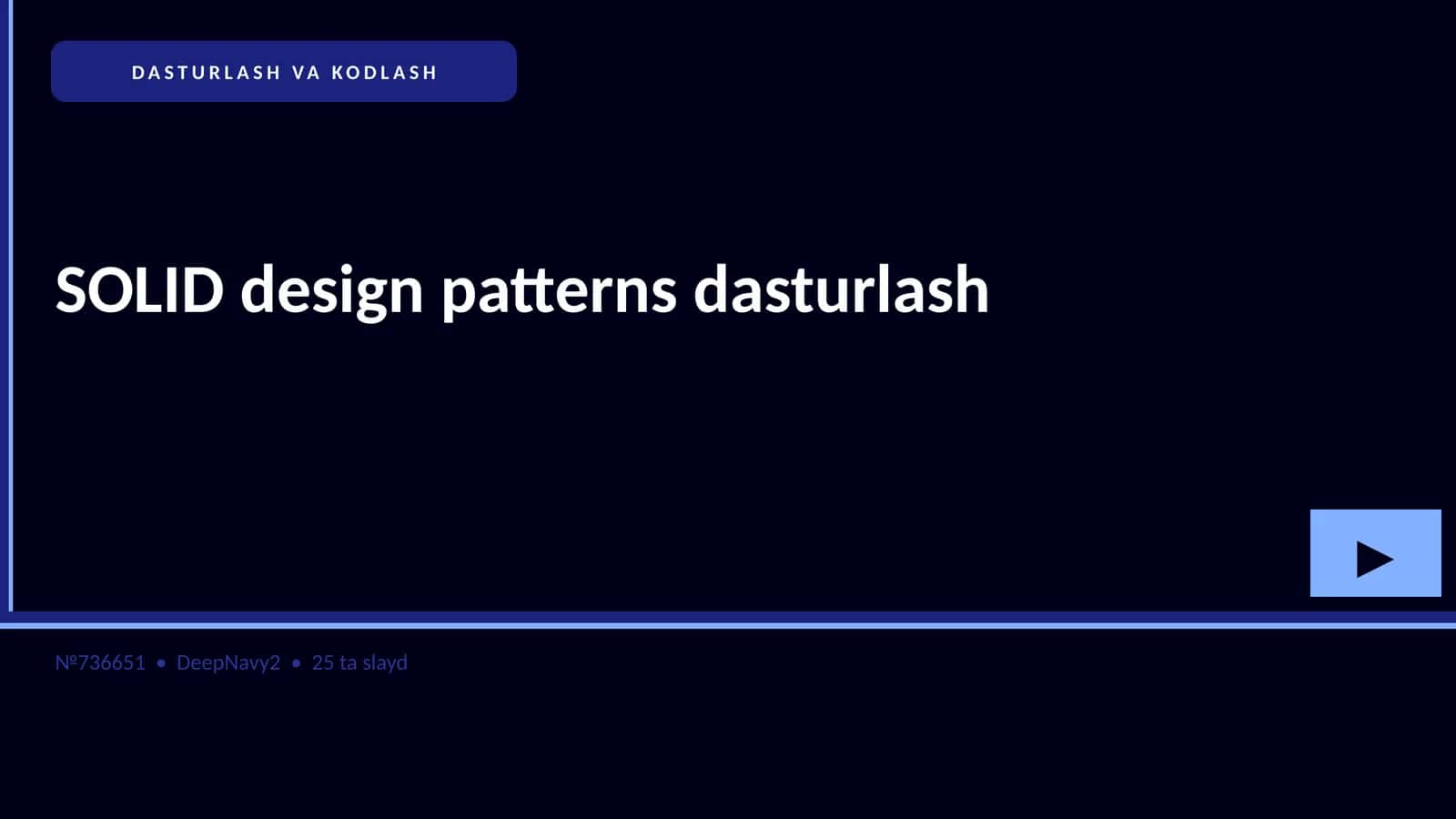 SOLID design patterns dasturlash 1
