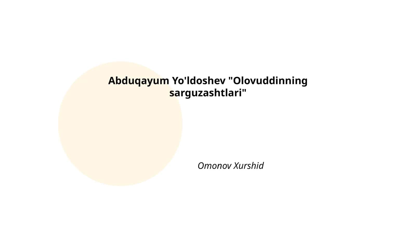Olovuddinning sarguzashtlari 1