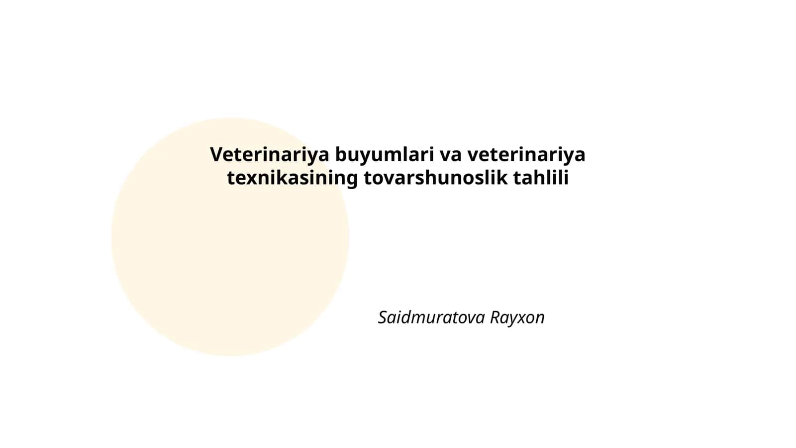 Veterinariya buyumlari va veterinariya texnikasining tovarshunoslik tahlili 1