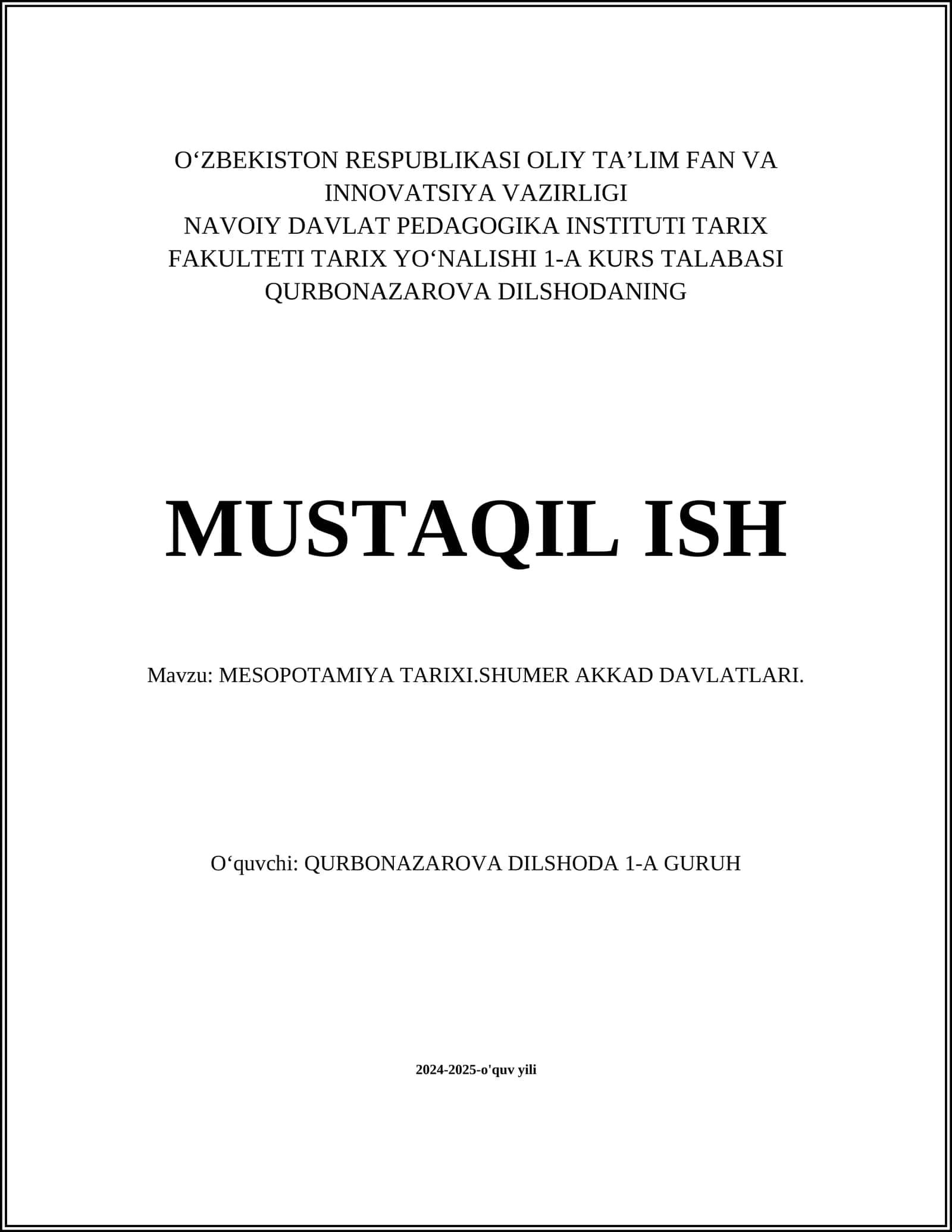 MESOPOTAMIYA TARIXI.SHUMER AKKAD DAVLATLARI 1