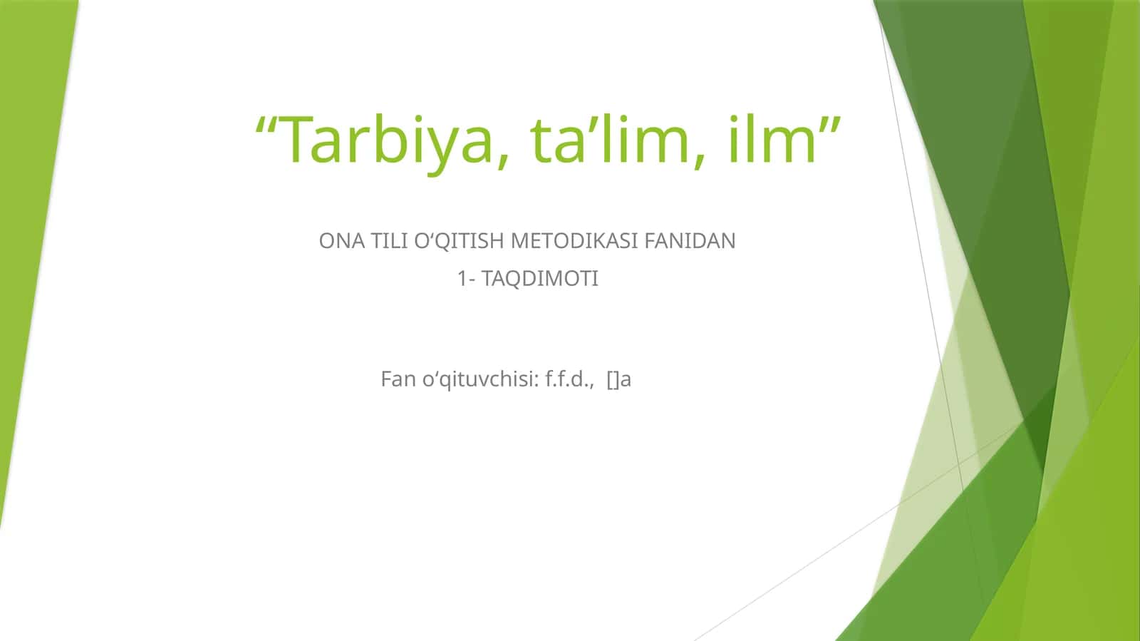 ONA TILI OʻQITISH METODIKASI FANIDAN 1