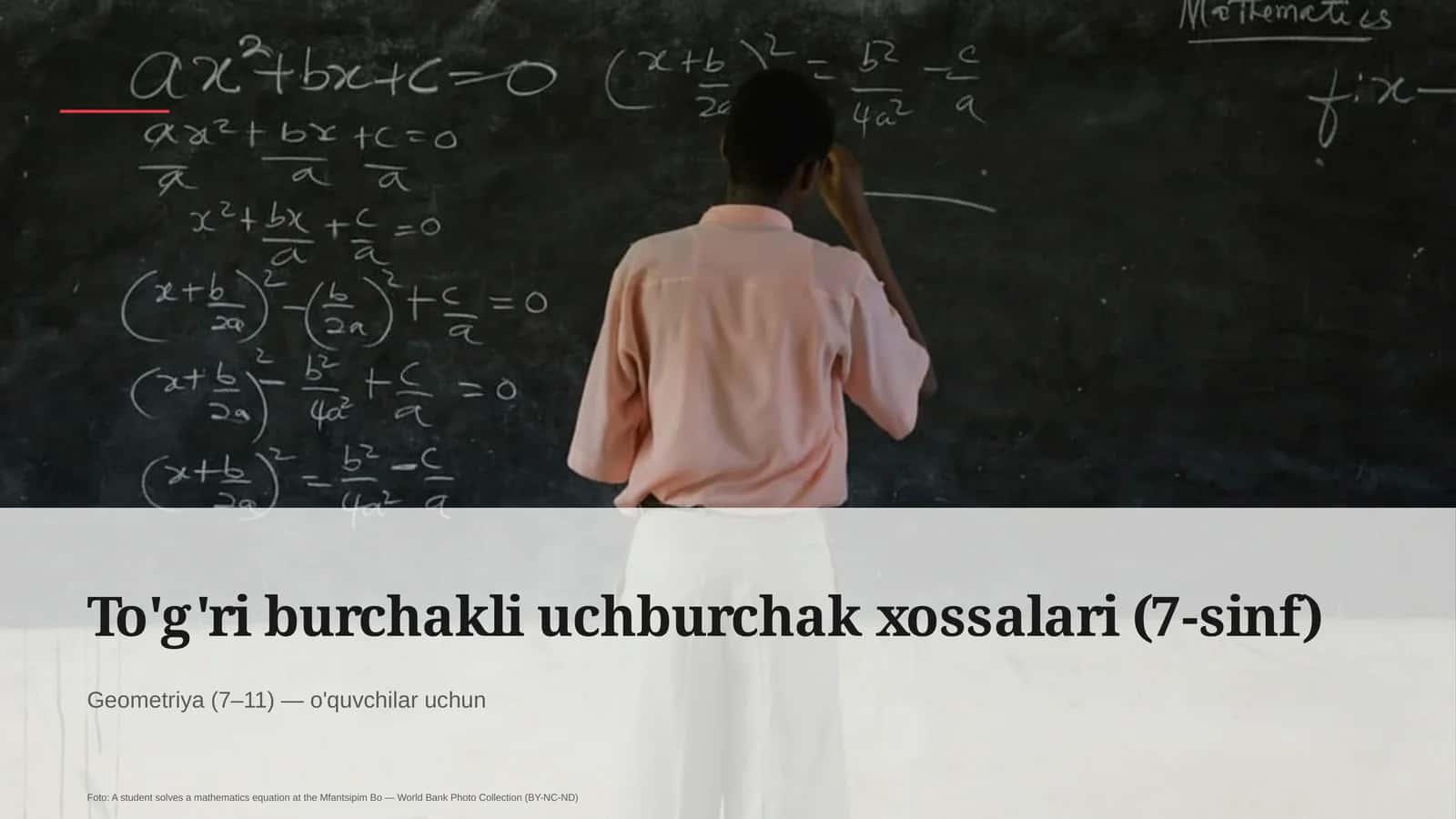 To'g'ri burchakli uchburchak xossalari (7-sinf) 1