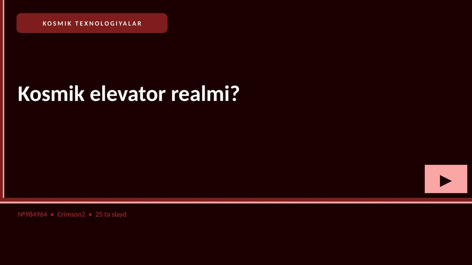 Kosmik elevator realmi? 1