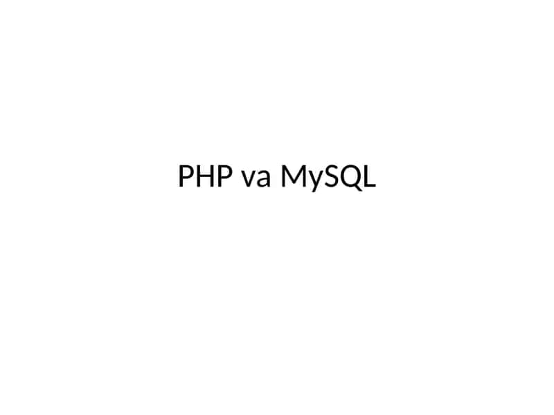 PHP va MySQL 1