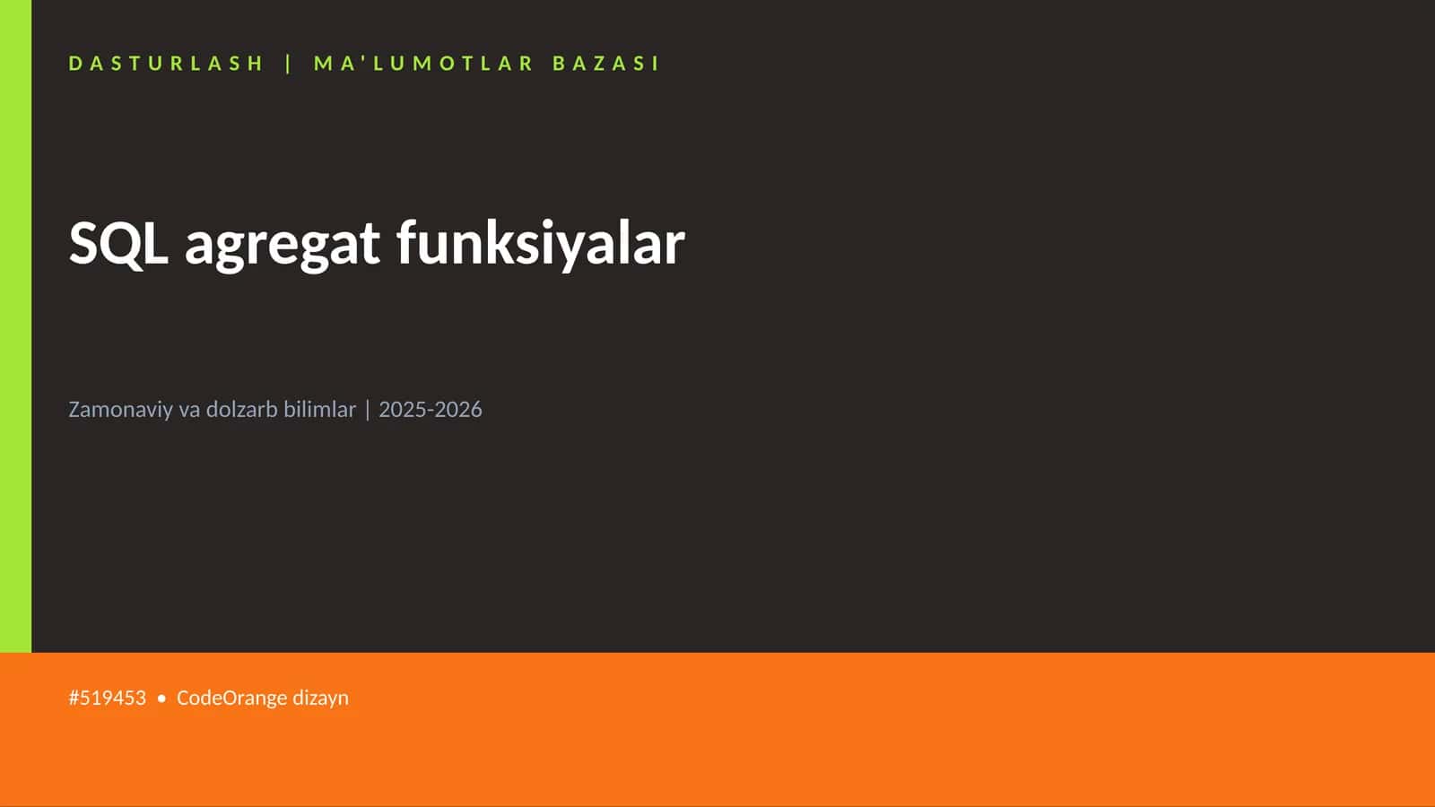 SQL agregat funksiyalar 1