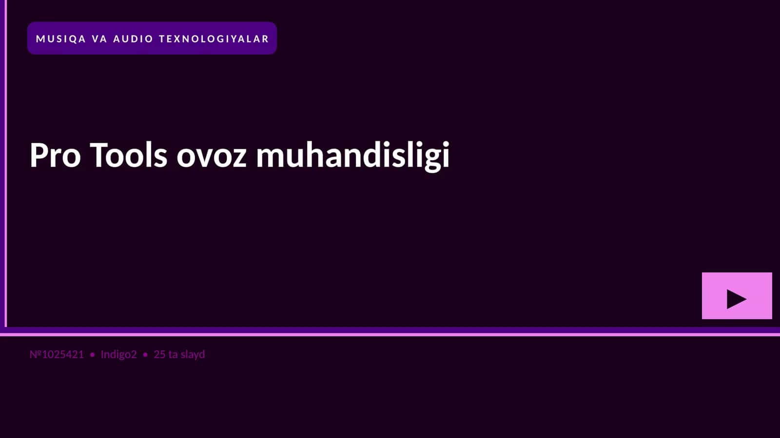 Pro Tools ovoz muhandisligi 1