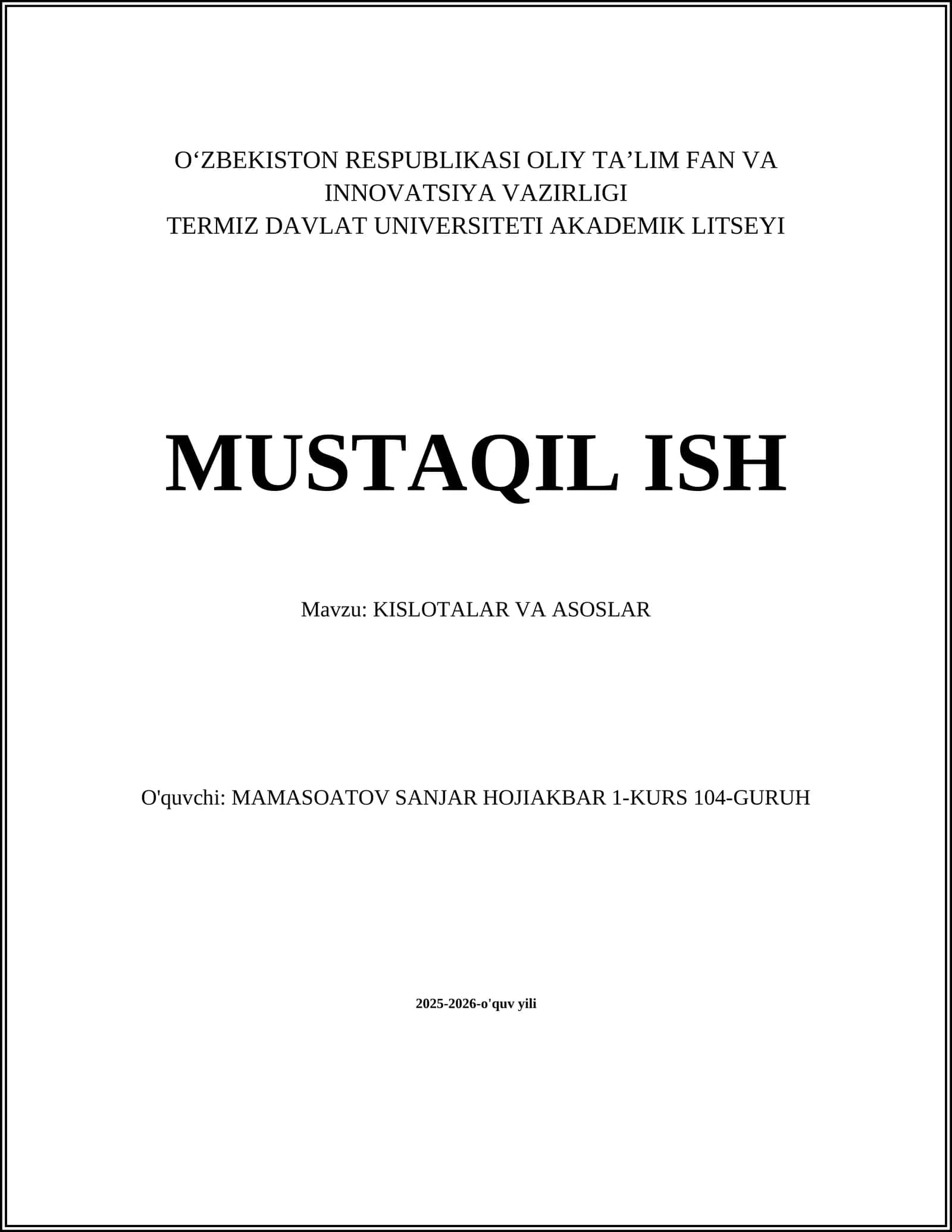 KISLOTALAR VA ASOSLAR 1